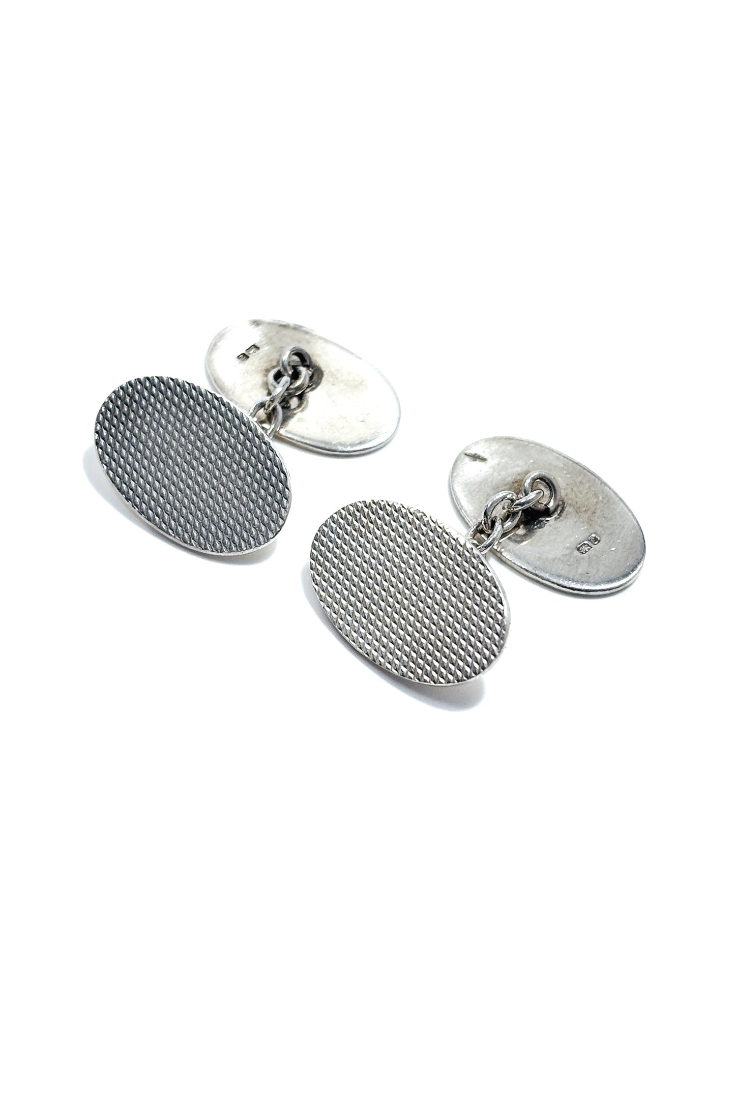 925 silver engraved dotted design cufflinks.