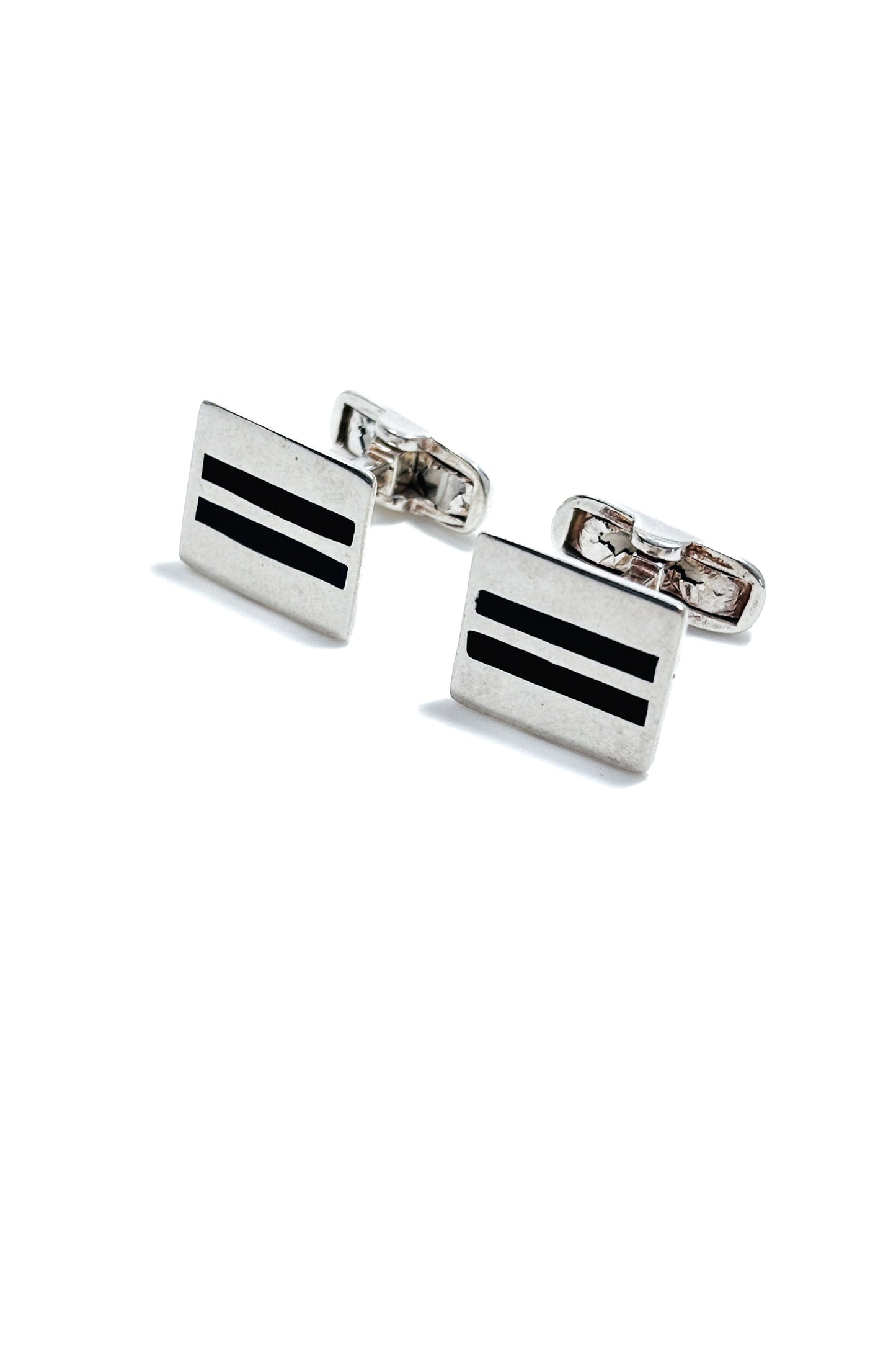 925 silver black & blue line design cufflinks.