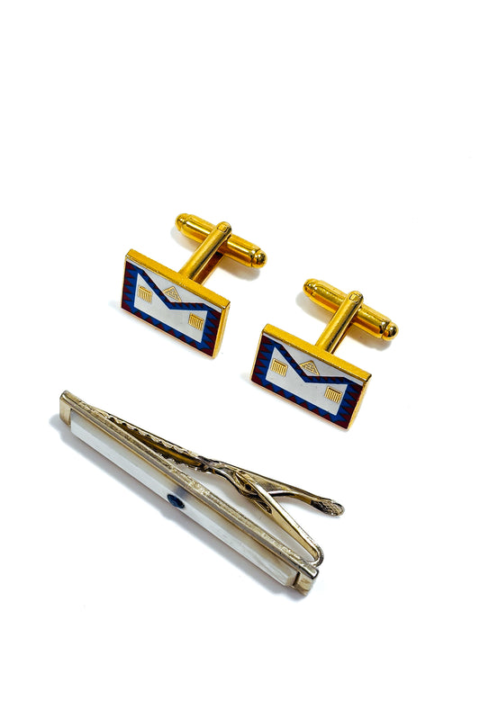 Royal Arch cufflinks & MOP sapphire tie clip bundle.