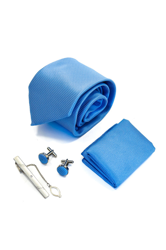 Light blue check gift set.