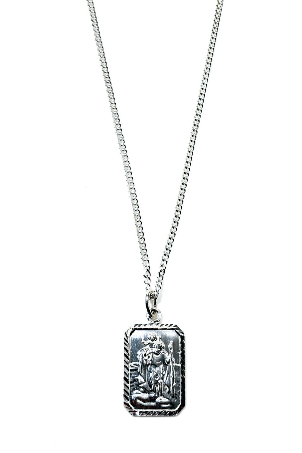 Rectangle St. Christopher 925 silver pendant.