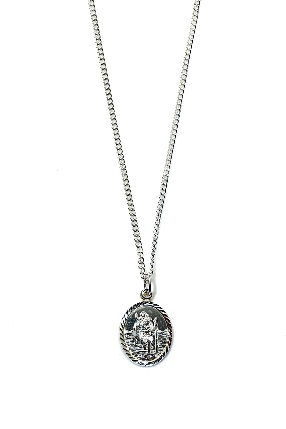 Oval St. Christopher 925 silver pendant.