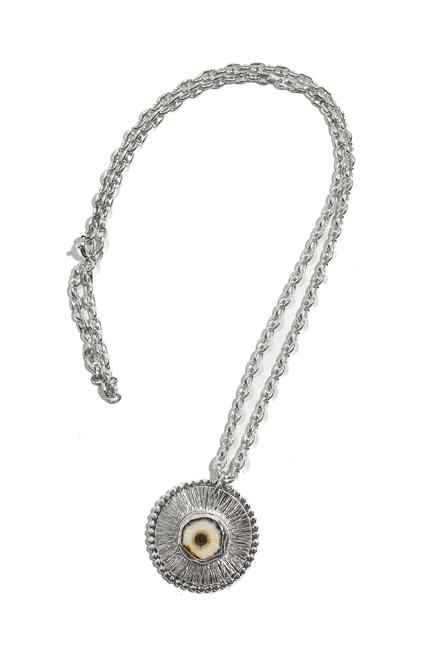 Solar quartz bezel set 925 silver pendant.