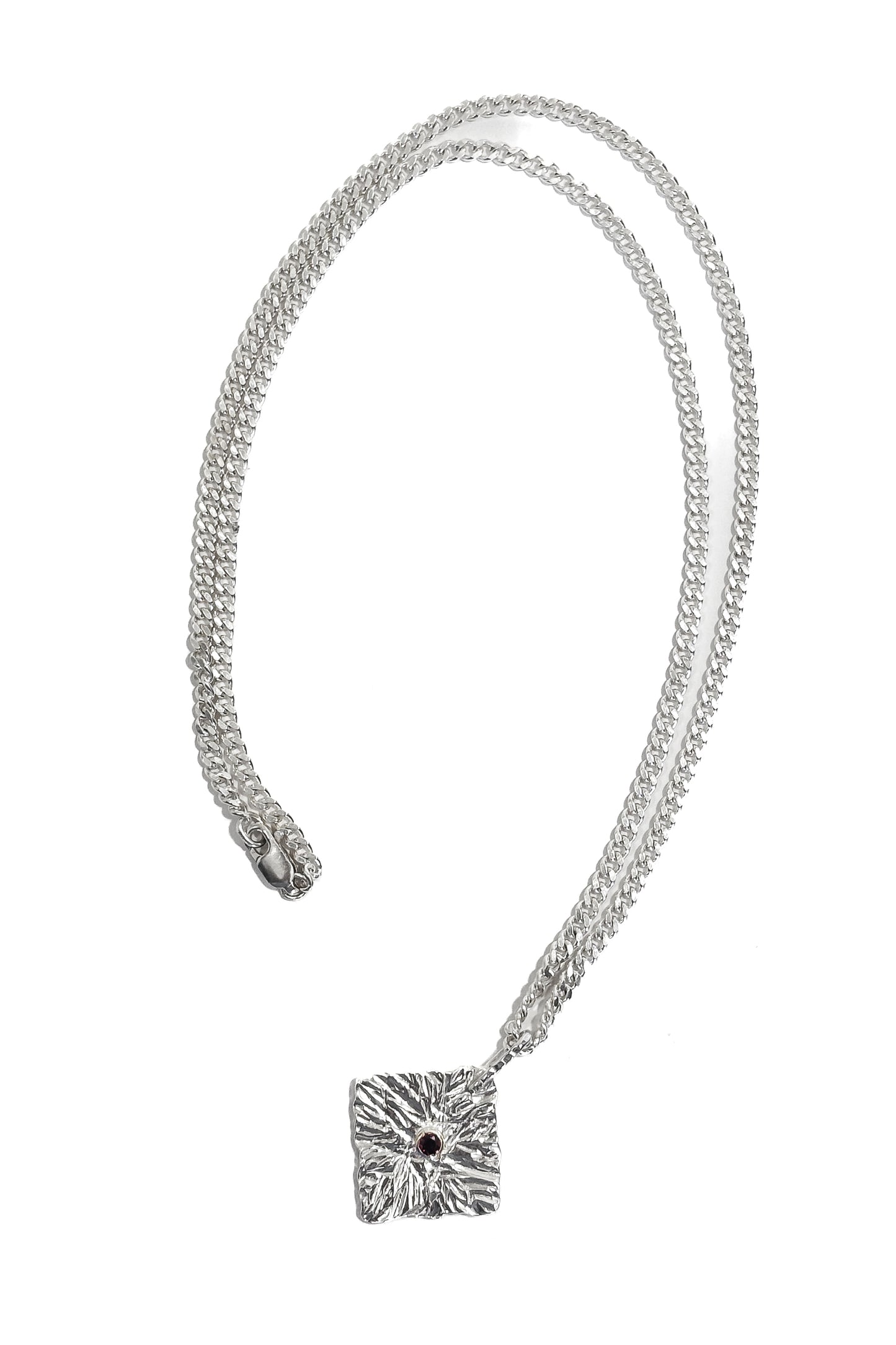 Cognac diamond bezel set 925 pendant.