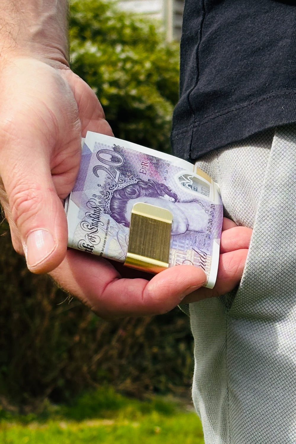 Gold money clip.