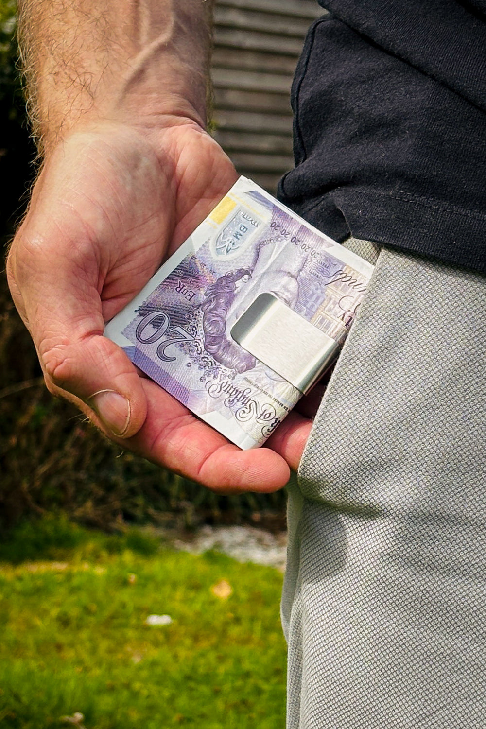 Silver money clip.