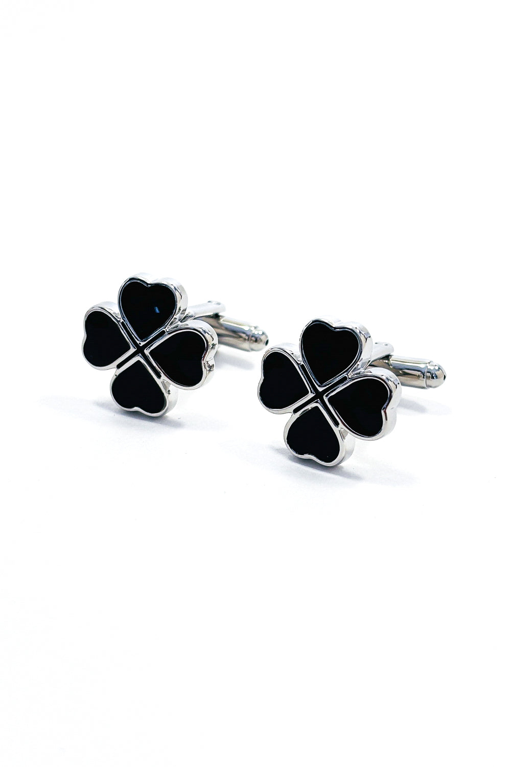 Black Clover Leaf Silver Cufflinks.