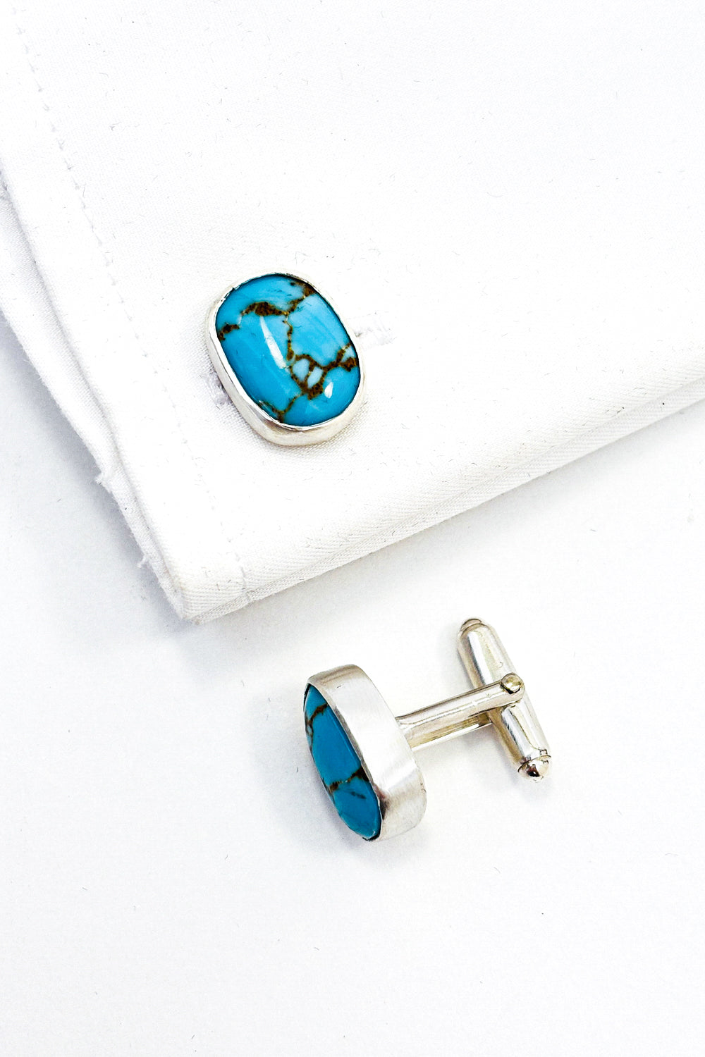 Sleeping beauty turquoise 925 silver cufflinks.