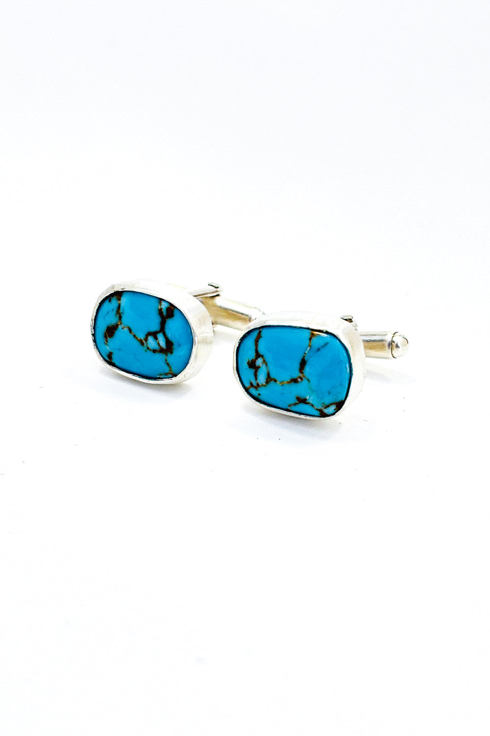Sleeping beauty turquoise 925 silver cufflinks.