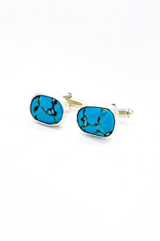 Sleeping beauty turquoise 925 silver cufflinks.