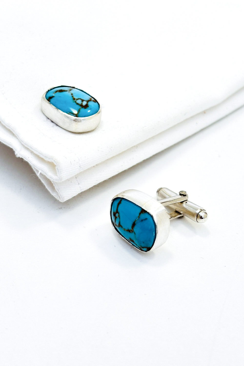 Sleeping beauty turquoise 925 silver cufflinks.