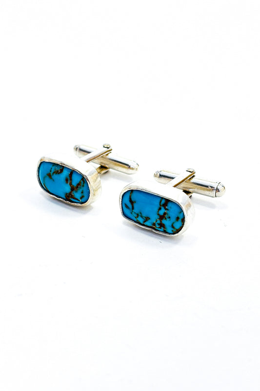 Sleeping beauty turquoise 925 silver cufflinks.