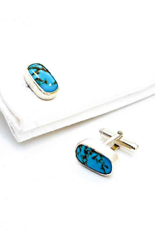 Sleeping beauty turquoise 925 silver cufflinks.