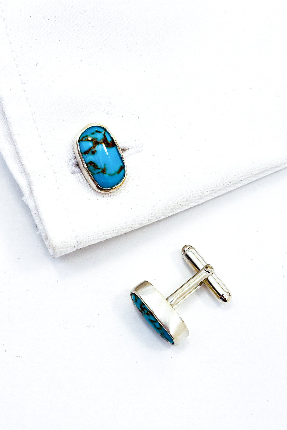 Sleeping beauty turquoise 925 silver cufflinks.