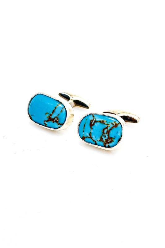 Sleeping beauty turquoise 925 silver cufflinks.