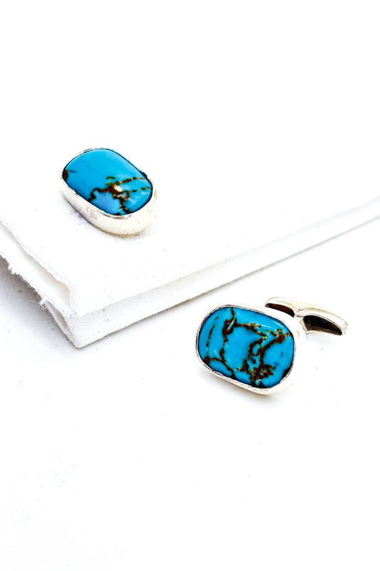 Sleeping beauty turquoise 925 silver cufflinks.