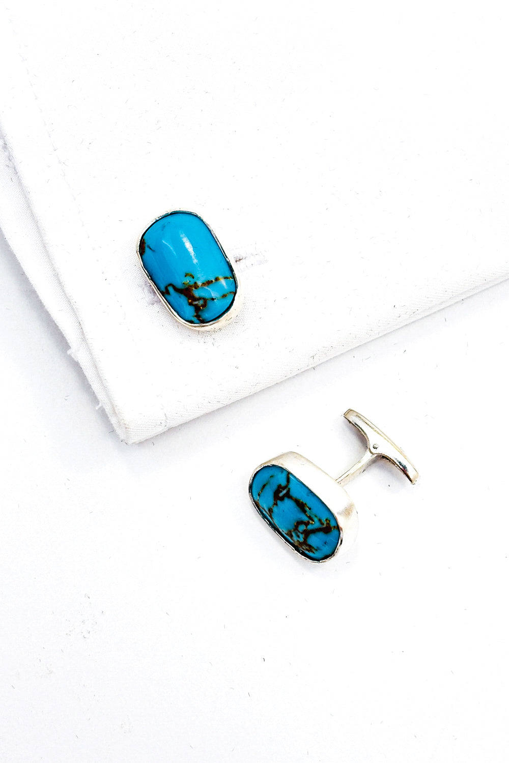 Sleeping beauty turquoise 925 silver cufflinks.