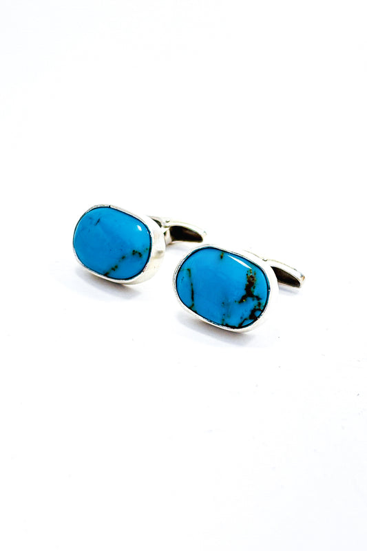 Sleeping beauty turquoise 925 silver cufflinks.