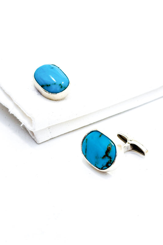 Sleeping beauty turquoise 925 silver cufflinks.