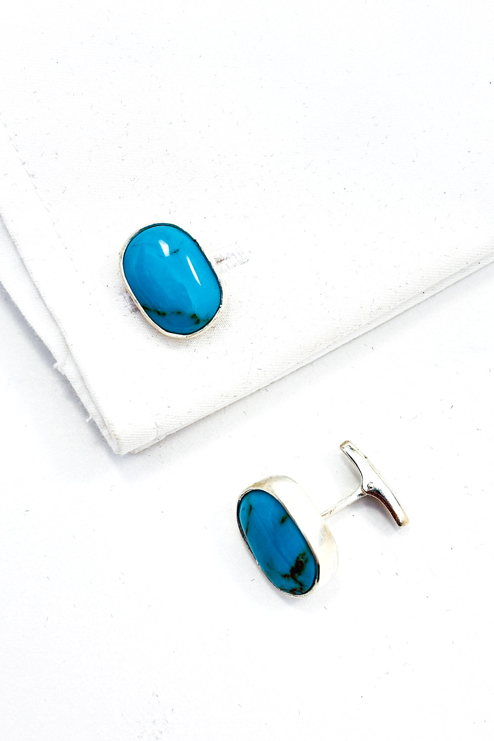Sleeping beauty turquoise 925 silver cufflinks.