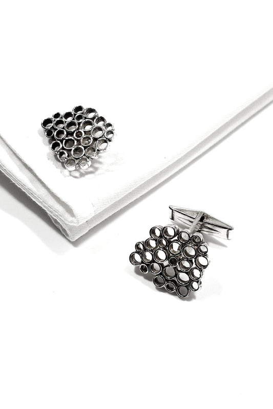 925 Silver bubble design cufflinks.