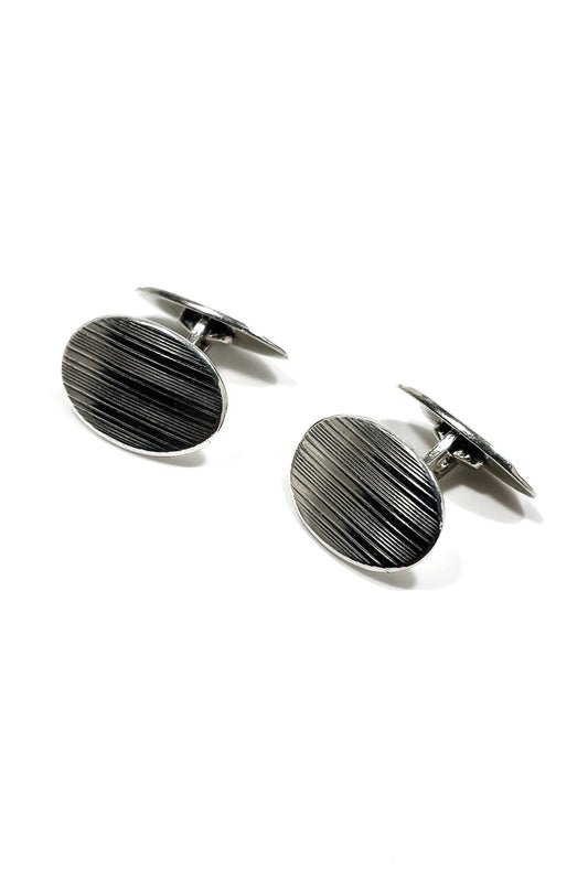 925 silver engraved striped design cufflinks.