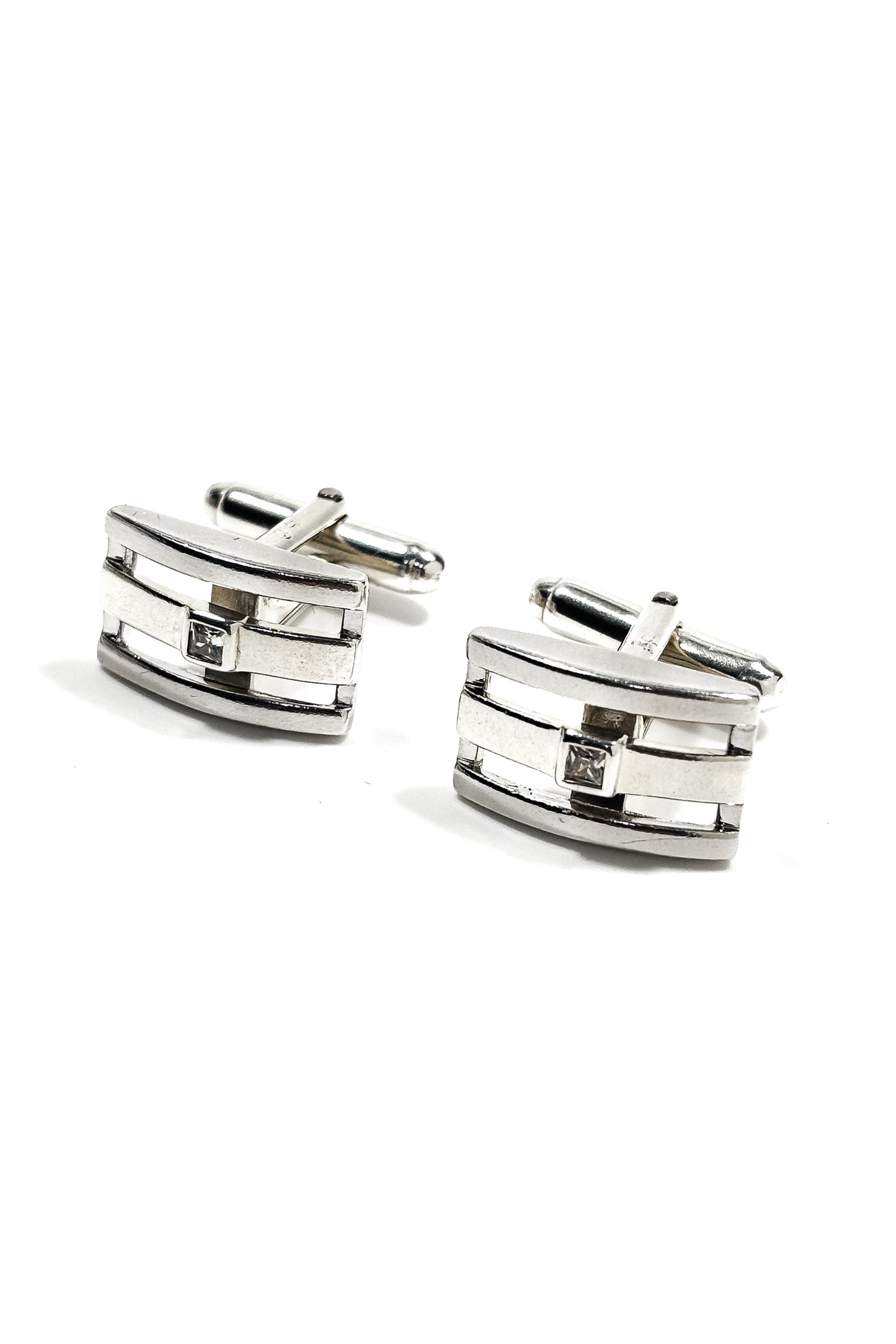 925 silver cubic zirconia cufflinks.