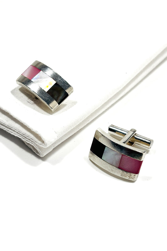 925 silver 3 tone MOP cufflinks.