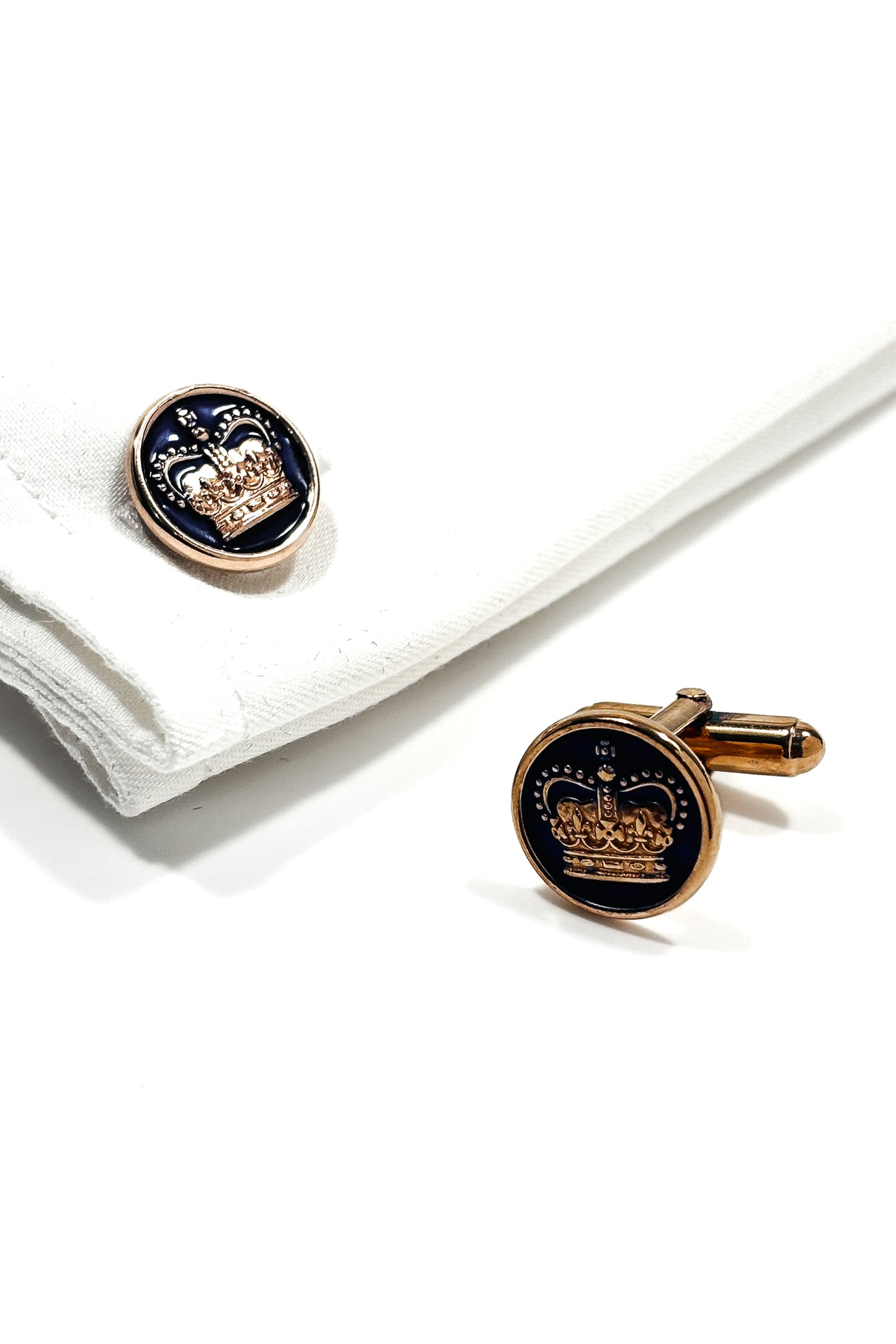 925 silver rose gold plated crown cufflinks.