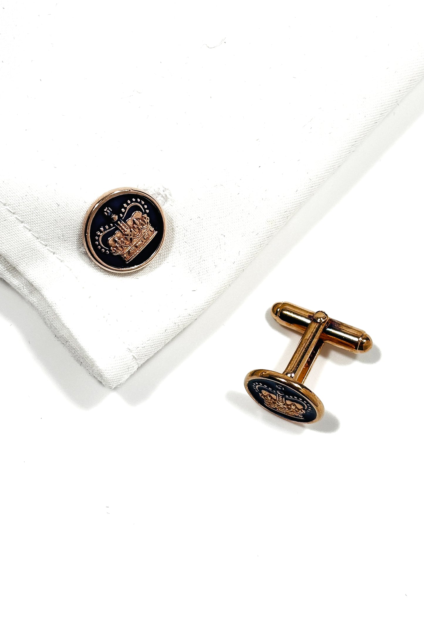 925 silver rose gold plated crown cufflinks.