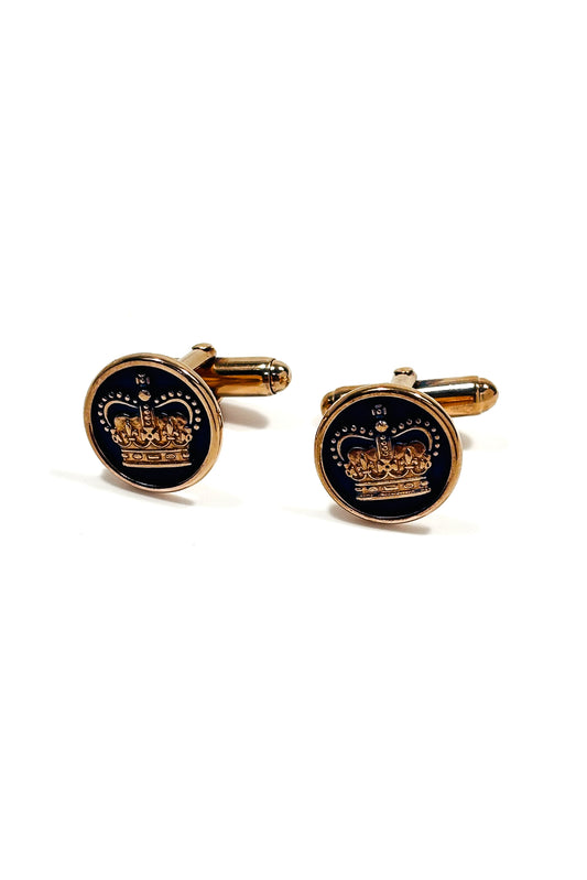925 silver rose gold plated crown cufflinks.