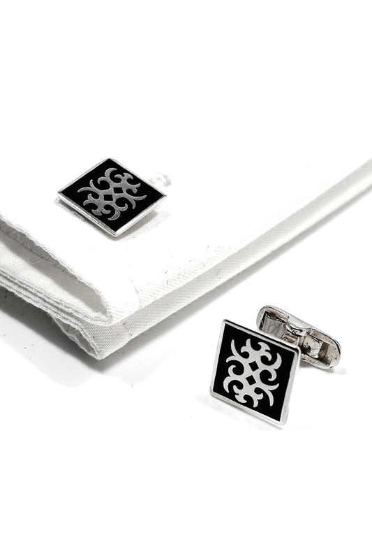 925 silver black Celtic design cufflinks.
