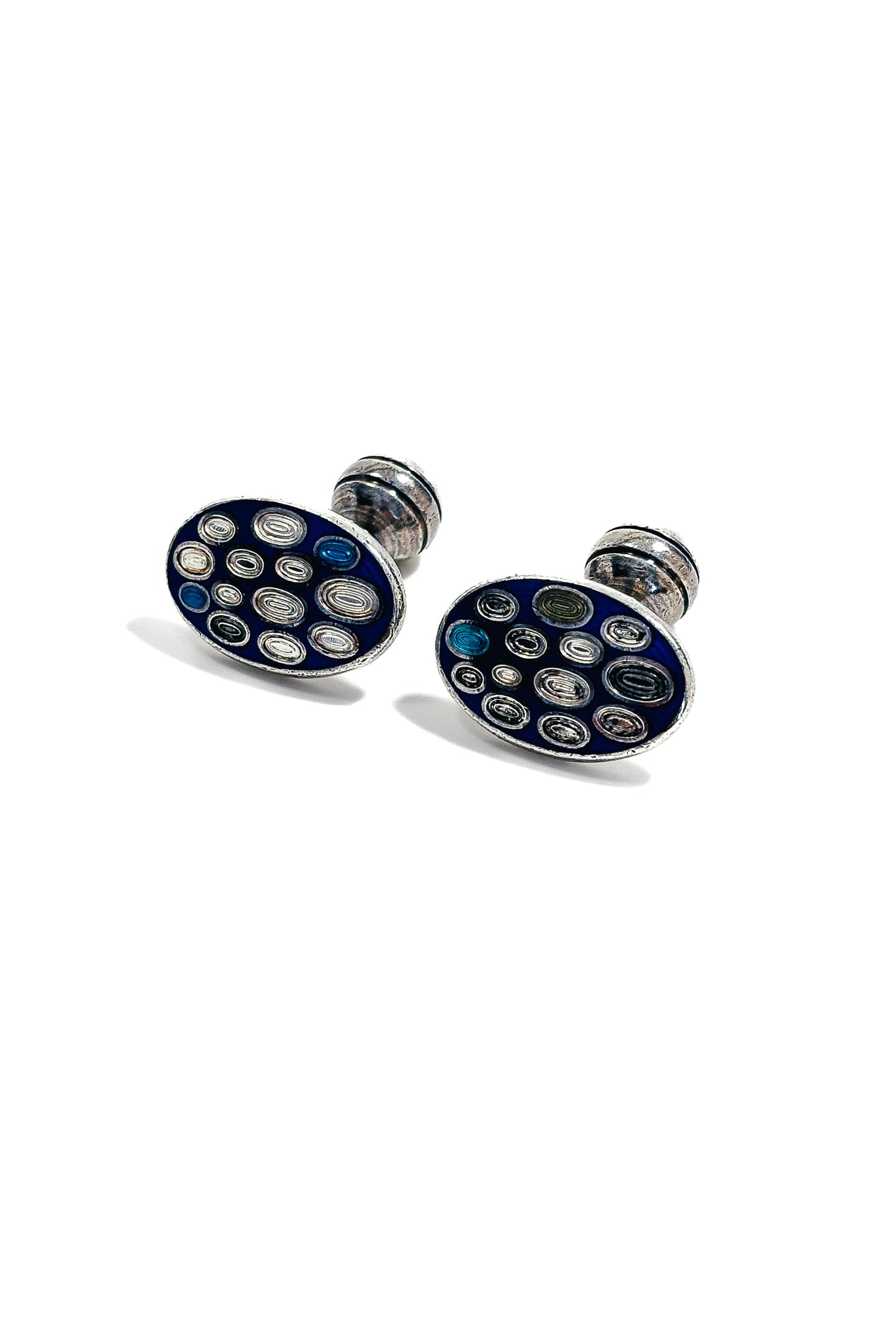 925 silver enamel swirl design cufflinks.