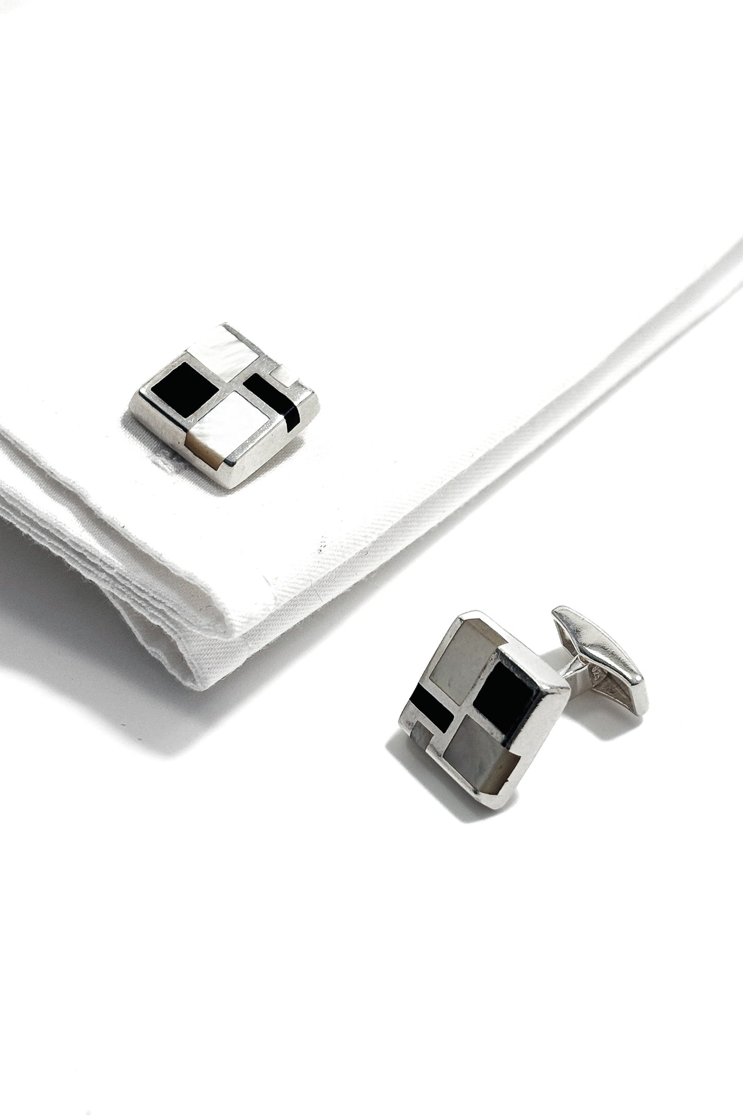 925 silver 2 tone MOP cufflinks.