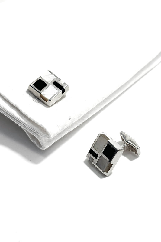 925 silver 2 tone MOP cufflinks.