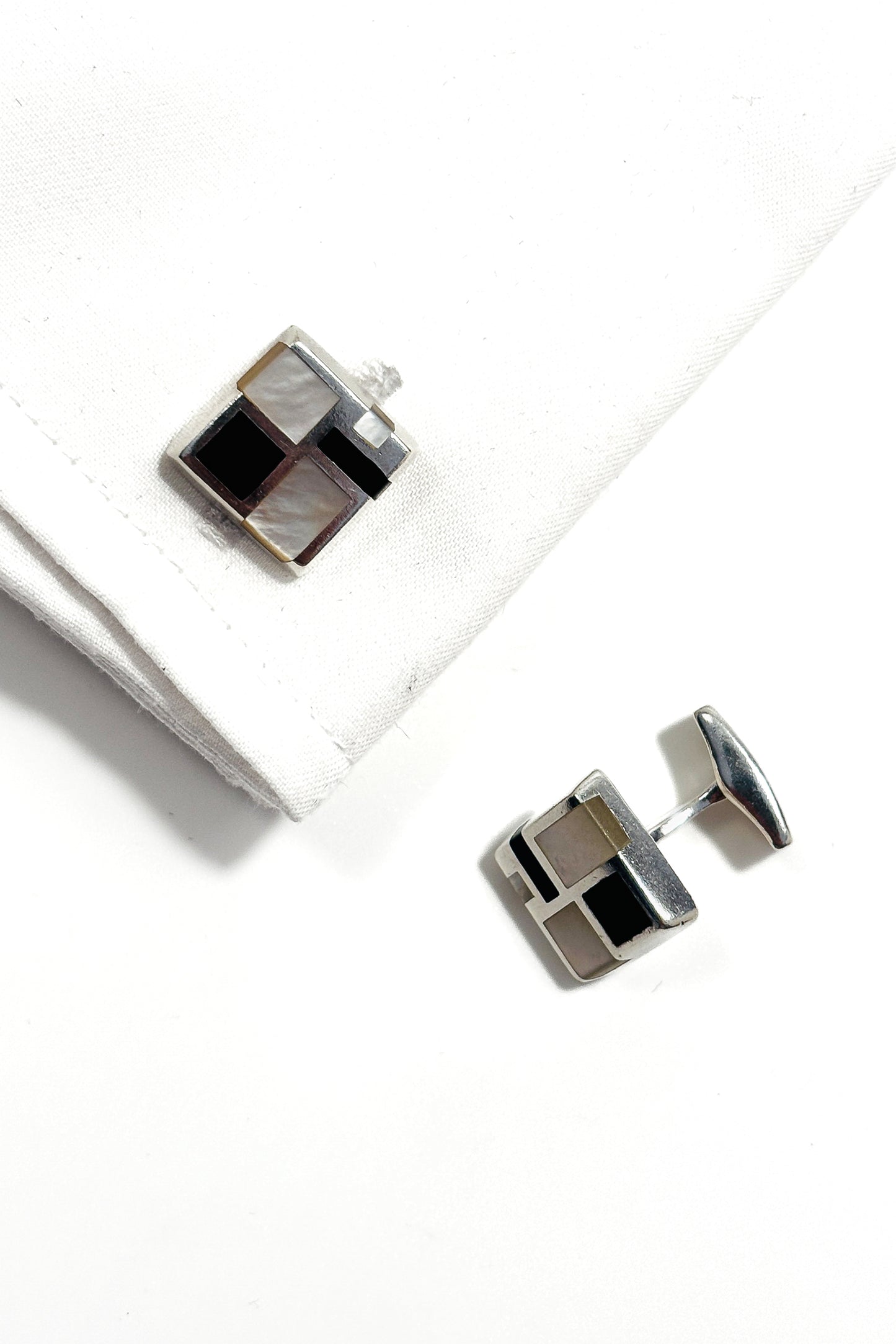 925 silver 2 tone MOP cufflinks.