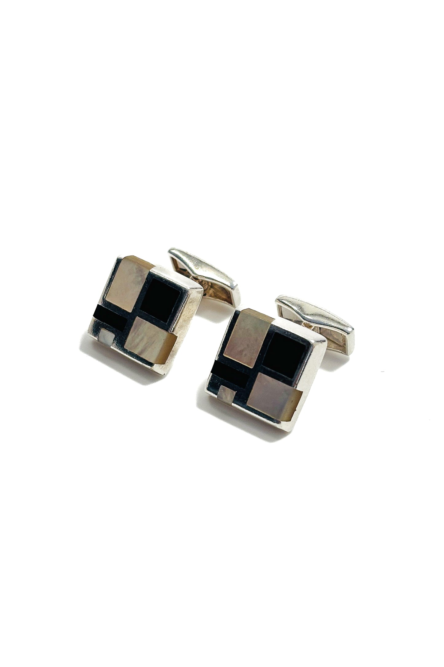 925 silver 2 tone MOP cufflinks.