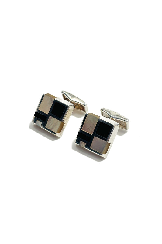925 silver 2 tone MOP cufflinks.