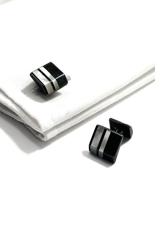 925 silver black MOP cufflinks.