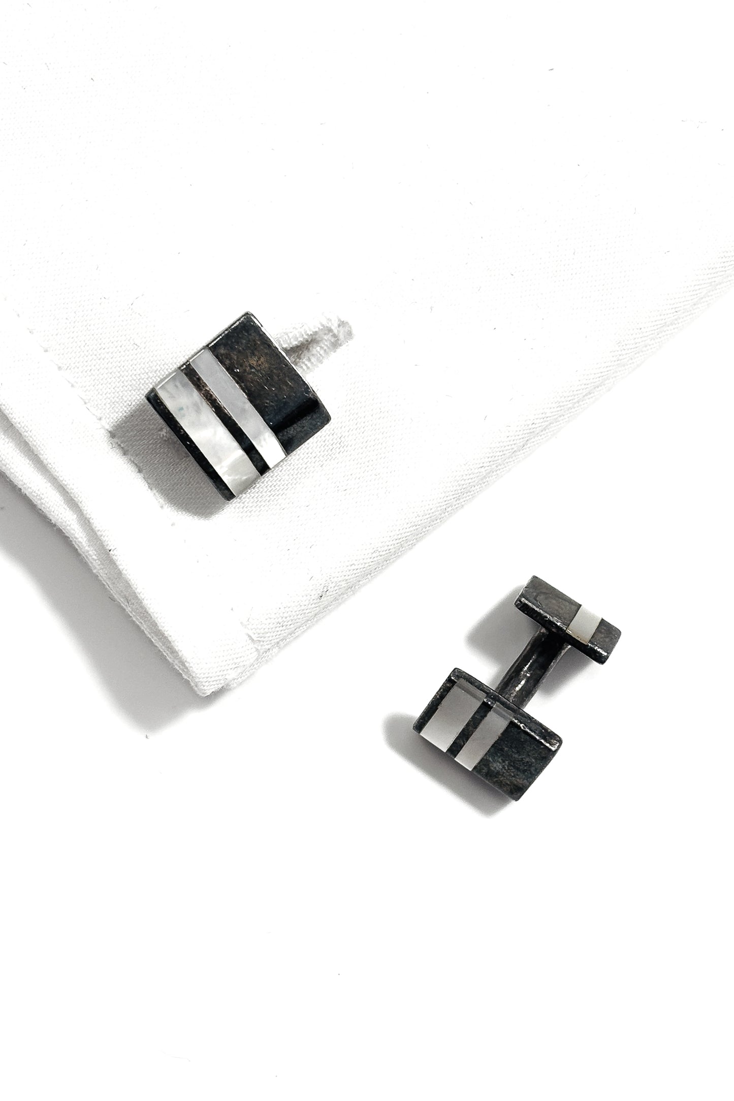 925 silver black MOP cufflinks.