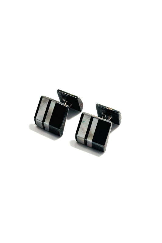 925 silver black MOP cufflinks.