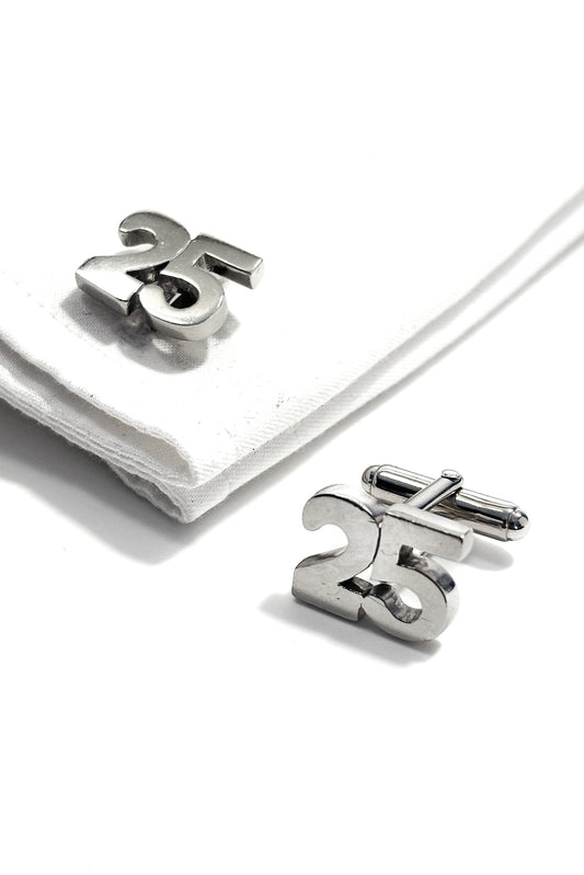 925 silver "25" design cufflinks.