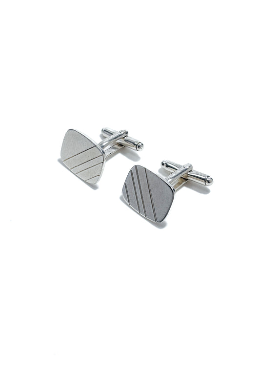 925 silver engraved line design cufflinks.