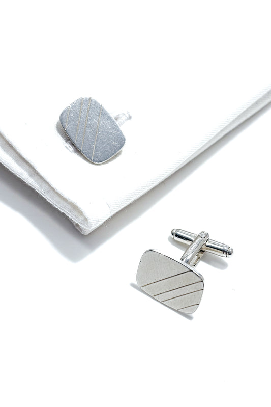 925 silver engraved line design cufflinks.