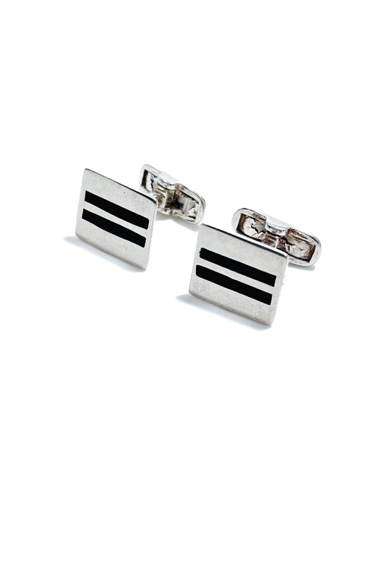 925 silver black & blue line design cufflinks.