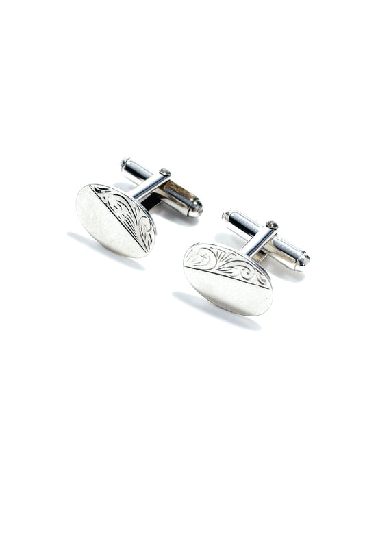 925 silver floral design cufflinks.