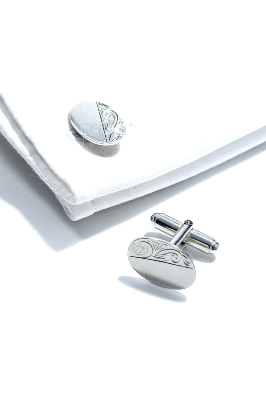 925 silver floral design cufflinks.