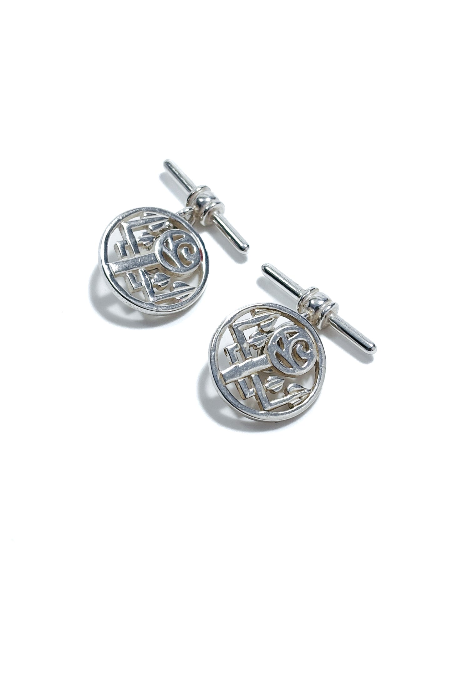 925 silver circular Nouveau style cufflinks.