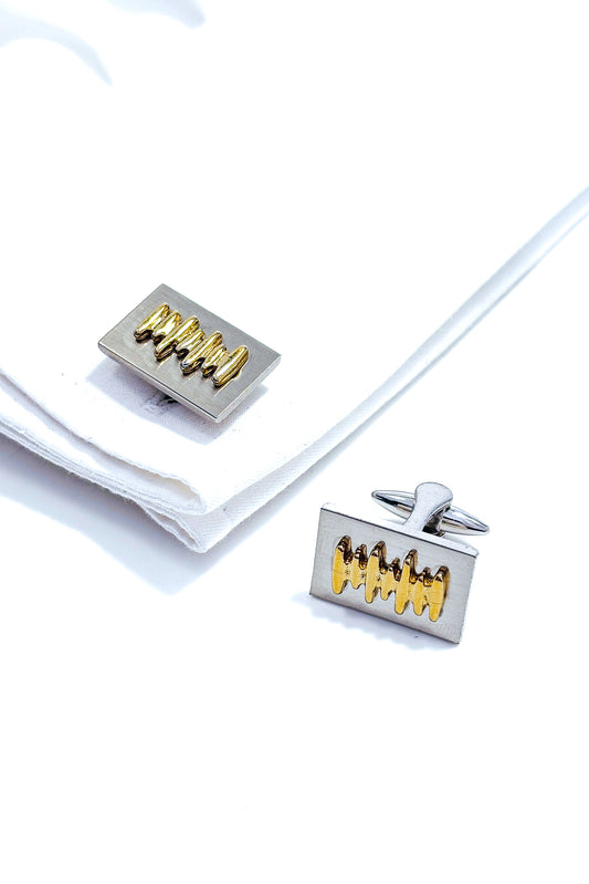 Stainless steel gold plated bar design cufflinks.