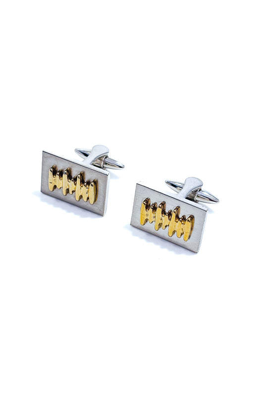 Stainless steel gold plated bar design cufflinks.